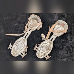 Vintage Antique Metal Roller Skates with Straps